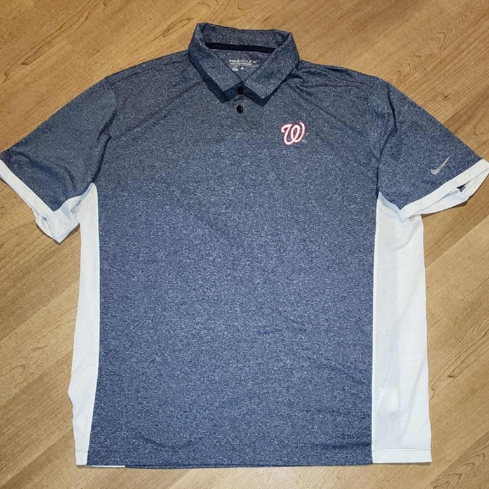 Nike Golf Men's Heathered Blue and White Polo Shirt
